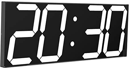 CHKOSDA Digital Wall Clock,18 Large Wall Cloc, Led Wall Clock with Countdown Timer, Calendar, Thermometer, 12/24H, Adjustable Brightness, Wall Mount with Corded Power(White)