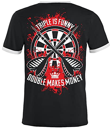 Herren Tshirt Dart Trikot Double Makes Money (mit Rückendruck) Größe S - 5XL