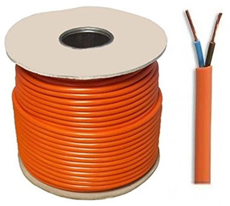 Orange 3182Y 2 Core 1mm 10 Amp PVC Flexible Cable Cut To Length Flex Lawn Mower Lead (25 Meters)