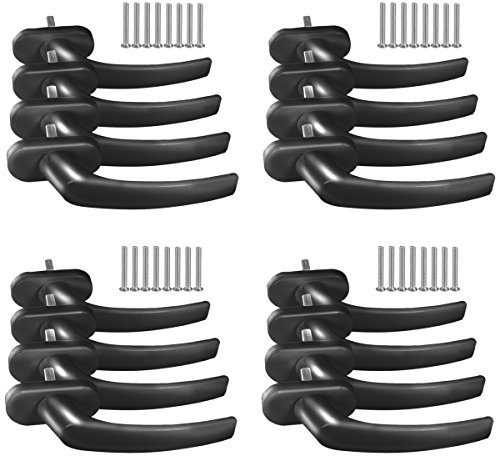 16 x Alu Fenstergriff in Schwarz RAL 9005 - Stiftlänge 35mm