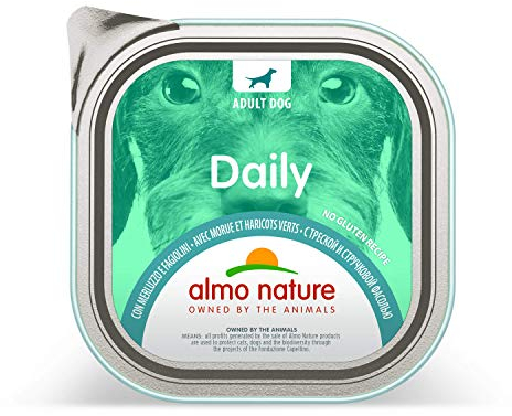 almo nature Daily Menu Dog Paté Senza Cereali con merluzzo e fagiolini, 300 g, Confezione da 10