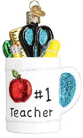 Old World Christmas 32318 Gifts Glass Blown Ornaments, Best Teacher Mug