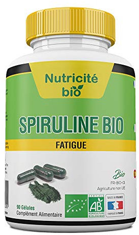 Spiruline Bio 90 Gélules – Réduit la Fatigue, Boost Immunité & Énergie – Riche en Fer & Antioxydants – Détox Naturelle – Qualité Française, 100% Végétale
