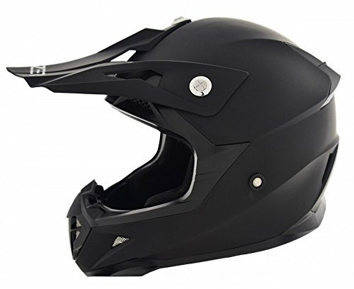 CRUIZER Helm CROSS zugelassen von Farbe schwarz mit Sonnenblende und Belüftungsöffnungen hinten und vorne, innen abnehmbar und waschbar M Schwarz