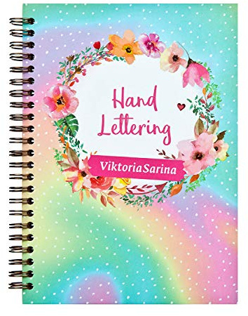 Undercover GmbH VSIN0595.Z Handlettering Buch im Viktoria Sarina Design, 50 Blatt, DIN A5, mit Schablone und Stickern, bunt