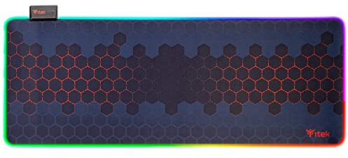 Itek E1 Tappetino per Mouse Gaming, RGB, XXL 350x250x3mm, Massima Precisione, Lavabile, Antiscivolo, Materiali Premium, Illuminazione RGB con 12 modalità - Nero Rosso