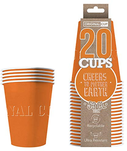 Original Cup - 20 x Gobelets Américains en Carton 53 Cl - Soirée Beer Pong - Orange