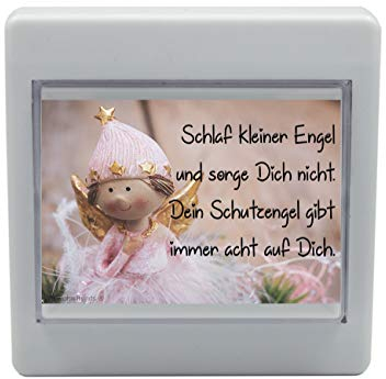 WB wohn trends LED-Nachtlicht Schalter mit Motiv, Schlaf Kleiner Engel Schutzengel, 8,5x8,5x3cm, Schlummer-Licht Nacht-Leuchte Batterie betrieben