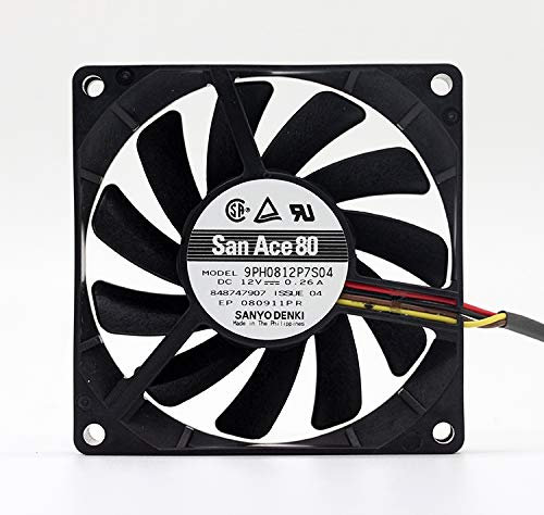 zyvpee® 9PH0812P7S04 San Ace80 Ventilateur de serveur 4 fils 80 x 80 x 15 mm 12 V 0,26 A