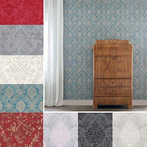 K&L Wall Art abwaschbare Barock Tapete Blau Vliestapete 3D Mustertapete Wohnzimmer Tappeten Wand