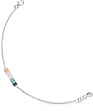 TOUS Armband aus Sterlingsilber für Damen mit Quarzsteinen 2cm, 17,5cm lang, elegant und originell, Kollektion TOUS Mini Color