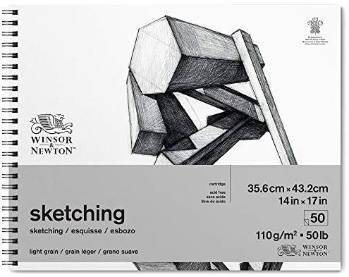 Winsor & Newton 6672008 Skizzenpapier, Extra Weiß, 35,6 x 43,2 cm, 50 Blatt Spiralblock