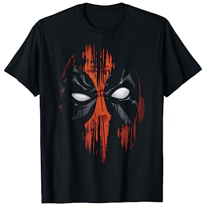 Marvel Deadpool Painted Face Distressed Hero Portrait T-Shirt
