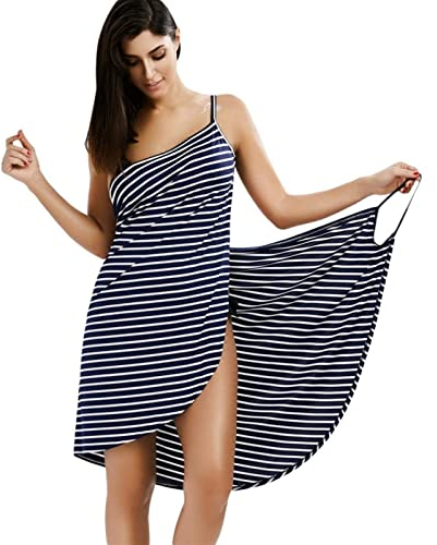 TTCI-RR Damen Handtuch Wrap Frauen Streifen Badetuch Wearable Beach Handtuch Strand Schürze Wickel Rock Wasseraufnahme Schnell Trocknen Sexy Sling Kleid Wickelkleid Bademantel
