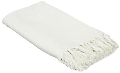 Jete de Canape Gaufre Ivoire 130X160cm Deco Textile d'interieur Plaid et Jete de Lit