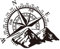 Berge Kompass Navigation Aufkleber Sticker Auto Offroad Abenteuer Reisen Wandern Alpen XXL schwarz