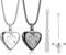 Milacolato 2PCS Asche Urne Kette Anhänger Pfoten Abdruck Haustier Herz Urne Halskette Memorial Andenken Urne Schmuck mit Trichter-Kit für Haustier/Hunde/Katze Asche Silber Schwarz
