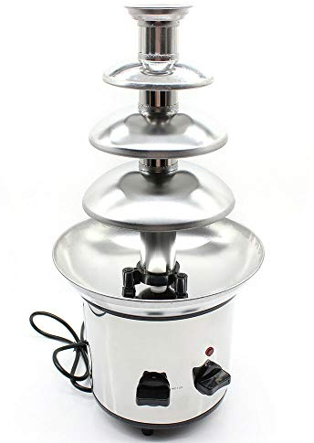 RibasuBB 4-stufiger Schokobrunnen 170W, 46cm Hoch mit Turm aus Rostfreiem Stahl, 1KG Gramm Kapazität, Retro-Look Toll für Kindergeburtstage und Hochzeiten