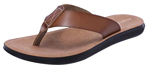 Harssidanzar Herren Flip Flops Zehenstegsandalen Sommer Tanga Bequeme weiche Mikrofaser Leder Fußbett Strandschuhe (Empfohlen Eine Nummer Größer Zu Kaufen) KM215