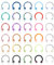 YAODCA 30 Stück 16G Hufeisen Septum Ringe Edelstahl Septum Nase Piercing Schmuck Augenbrauen Lippenringe Hoop Knorpel Helix Tragus Ohrring für Damen Herren 8MM 10MM