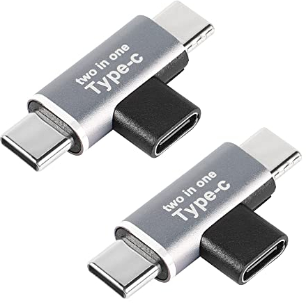 QIANRENON 2 en 1 USB C Divisor Adaptador USB C Hembra a 2 Macho T Forma Carga Conector, Solo para Carga, 2 Pcs