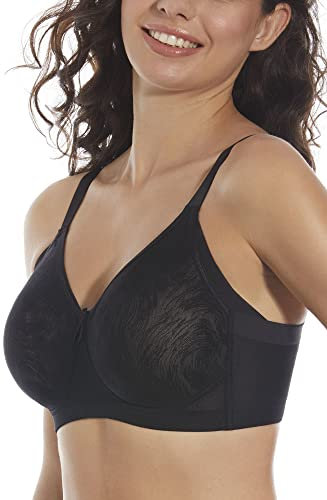 Selene Modelo Betty C. Sujetador SIN Aros Y SIN Relleno. con Cruzado DE TULES DE Control con Corte LÁSER Que MINIMIZA Las IRREGULARIDADES del COSTADO Y Las Axilas. Ref. 362, Negro, 105 para Mujer