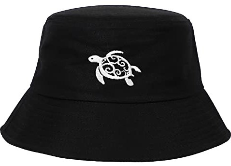 Quanhaigou Fischerhut, Unisex, Sonne, Sommer, Reisen, Strand, Angeln, Kappe für Männer, Frauen, Teenager, Schwarze Schildkröte, Einheitsgröße
