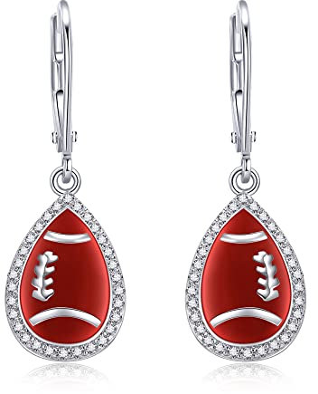 Fußball Ohrringe Sterling Silber Fußball Ohrhänger Sport Schmuck Geschenke für Frauen Mädchen