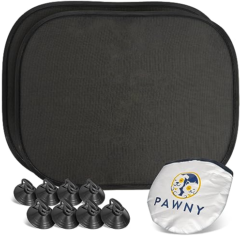 PAWNY©, Sonnenschutz Auto Baby mit UV-Schutz (2er-Set), inkl. 8 extrastarken Saugnäpfen, universelle Größe, Sonnenschutz Auto Baby für Babys und Kinder