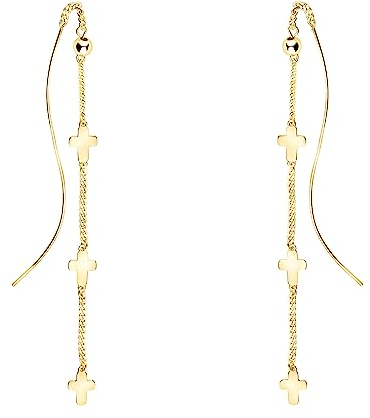 SOFIA MILANI - Damen Ohrringe 925 Silber - vergoldet/golden - Kreuz Kugel Kette Ohrhänger - E2063