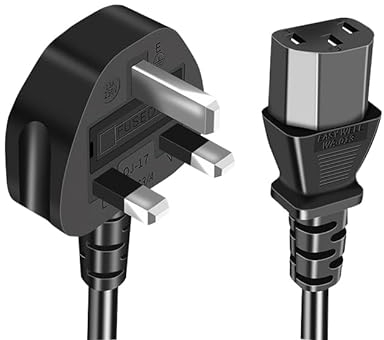 C13 UK Computer Power Cord (IEC320 C13 to BS 1363) Kettle Lead/Power Cord,TV/Monitor Power Cable 3X1mm² wire pure copper 1.8 Metre