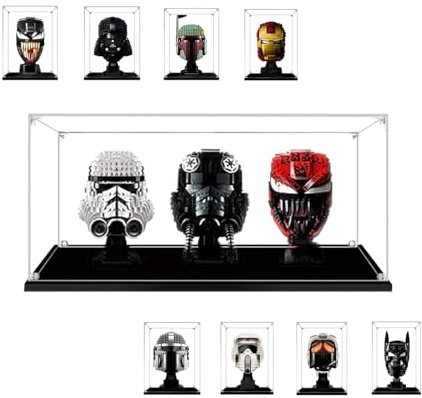 Acryl-Vitrine für Lego Star Wars Helme 76165/ 76182/ 76187/ 76199/ 75274/ 75276/ 75277/ 75304/ 75305/ 75327/ 75328, transparent B (50 x 20 x 24)