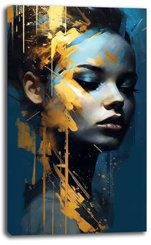 Quadro Moderno Soggiorno Verticale Astratto Donna Volto Quadri moderni di tela canvas da Parete XXL grande Stampa su tela Camera da letto Decorazione Murale muro Arredo Cucina (50x100 cm, 4)