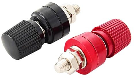 SHANFEILU Post Battery Binding Terminal M6 1/4'' Copper Battery Terminal Stud Remote Power Junction Connector Kit 6mm 2pcs Red&Black