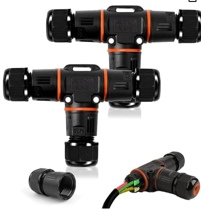 Forhome 2 Stück Kabelverbinder, wasserdicht IP68, 3-polig Erdkabel Verbindungsmuffe, T-Form Verteilerdose für Durchmesser 3-12 mm Kabeldurchmesser, Verteilerdose Outdoor wasserdicht für Outdoor Garten