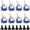 Interruptor de palanca, Dujelixa 8piezas MTS-203 interruptor miniatura electrónica 6pines 3posiciones, autobloqueo ON-OFF-ON corte 6mm, interruptor DPDT con tapa impermeable M6 AC 250V/3A (125V 6A)