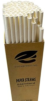easygreen.vn Paper Straws (6mm x 197mm, 1000, Count), PAP0101