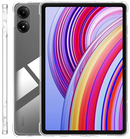 zZjoOoj Custodia per Tablet Redmi Pad Pro/Xiaomi Poco Pad 12.1 Pollici, Custodia Trasparente per Assorbimento degli Urti con Paraurti in TPU Morbido, Sottile Morbida in Silicone TPU Protettiva Cover