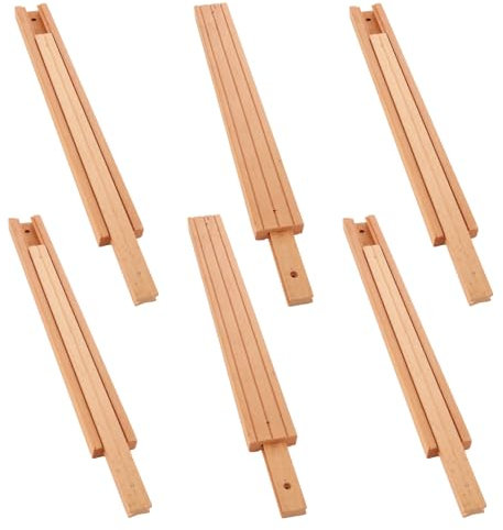 MUXHEL Schubladenschienen aus Holz, 40,6 cm, wachsbeschichtete Schubladengleiter aus Holz, untere Halterung, klassische Holz-Mittelführungsschiene für Schubladenschienen, Ersatz, 6 Stück