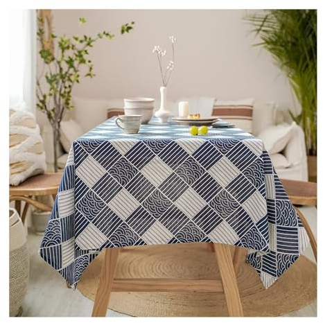 Aotiwe Tischtuch Quadratisch, Outdoor Tischdecke Vintage Kariertes Muster Tischdecke Abwaschbar Sommer Marineblau Gartentischdecke Vintage Polyester 60x60cm