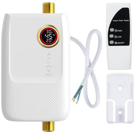 Weytoll Scaldacqua istantaneo, 5500 W 220V Scaldacqua Istantaneo a Parete Mini Scaldabagno Istantaneo Elettrico con Display LED Della Temperatura, scaldabagno elettrico per Cucina e Bagno