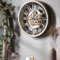 K&L Wall Art 46cm große Zahnrad Wanduhr industrielle Wohnzimmeruhr XXL Vintage Metalluhr bewegliche Zahnräder (Antike Edelstahloptik)