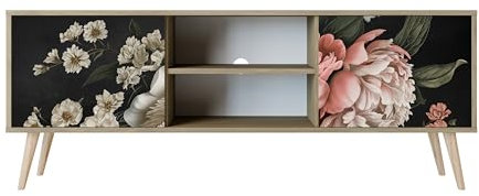 Healancy Biomedical TV Schrank mit 2 Türen - Kommode - Fernsehschrank - Lowboard - Fernsehtisch - Wohnzimmer Möbel - Board mit Stauraum - Tisch - Sideboard - Fernsehrregal Riva-Eiche