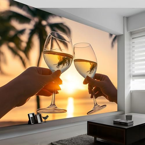 Générique Papier Peint Panoramique Coucher de Soleil de Vin de Vacances, Poster Fresque Murale Coucher de Soleil Paysage, Poster Mural pour Salon, Chambre d’Enfants, 450 x 315 cm Décoration Fresque