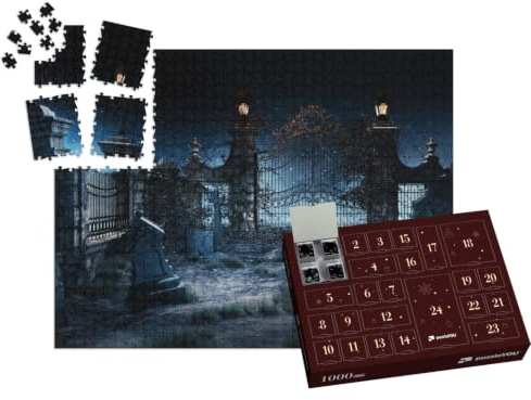 puzzleYOU: Puzzle-Adventskalender | „Gothic-Friedhof mit Eisentor und Laternen“ – aus der Puzzle-Kollektion Gothik