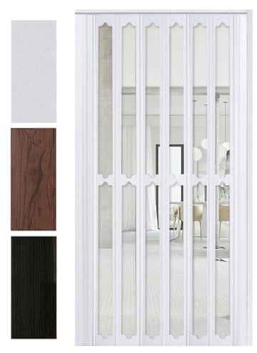 PVC Folding Door Plastic Interior Accordion Partition, Clear Acrylic Concertina Door, Easy Sliding Room Divider Door for Kitchen Laundry Room Closet(76x80in(193x203cm))