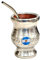 Mate Argentino Yerba Mate Cup Clásico, Hecho a mano en Madera de Algarrobo Natural con Recubrimiento de Acero Inoxidable, Mate con bombilla pico de loro, Gourd mate cup