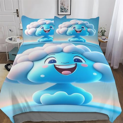 AAPZY Wolke 3D Muster-Bettwäsche-Set 2teilig Mit Bettbezug Und Kissenbezug, Für Jungen Mädchen Schlafzimmer Atmungsaktiv Mikrofaser Bettbezüge Bettgarnitur Single (135x200cm)