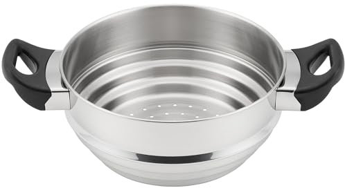 Judge Vista Stainless Steel Open Multi Steamer, Suitable for 16cm,18cm &20cm Saucepans, Classic Curved Shape, Stay Cool Handles, Oven Safe
