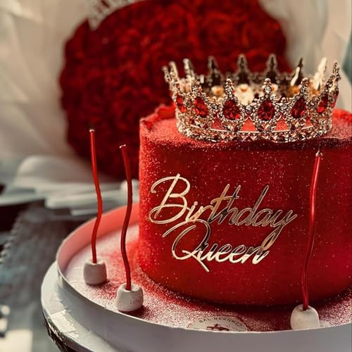 QENWWENG Happy Queen Kuchendekoration, Acryl, Happy Birthday, Königin, Kuchendekoration für Frauen, Mädchen, Geburtstag, Hochzeit, Verlobung, Brautparty (Gold)